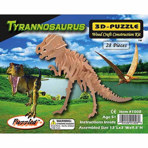 52-Piece Tyrannosaurus Rex Shaped Dinosaur Jigsaw Puzzle & Poster Home Activities for Children |Jurassic Dinosaurs Lover Birthday Present T-Rex Toys Educational Games for Kids 
